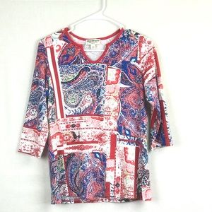 Norm Thompson Printed 3/4 Sleeve Top